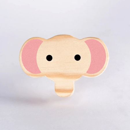 Handcrafted Pine Wood Elephant Face Knob